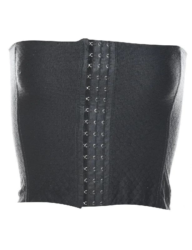 Plain Black Boned Corset - S French