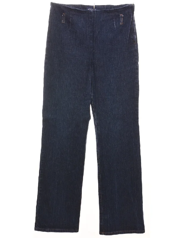 Classic Dark Wash Straight-Fit Jeans - W28 L32 Cozy Women's Sherpa - lined