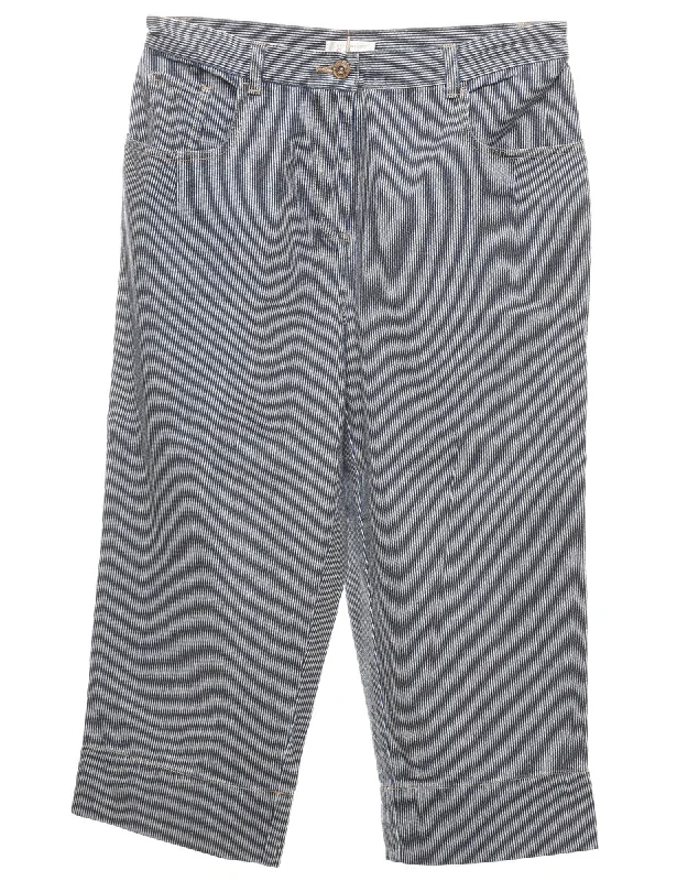 Navy & White Striped Cropped Jeans - W30 L20 Refined Women's Hand - crafted