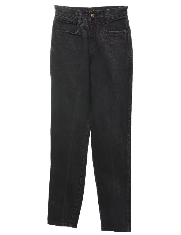 High Waist Black Tapered Jeans - W24 L29 Cool Women's Skate