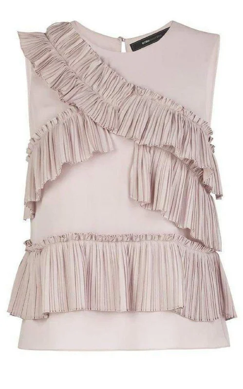 Lorain Pleated Ruffle Applique Top Practical Women's Quick - dry