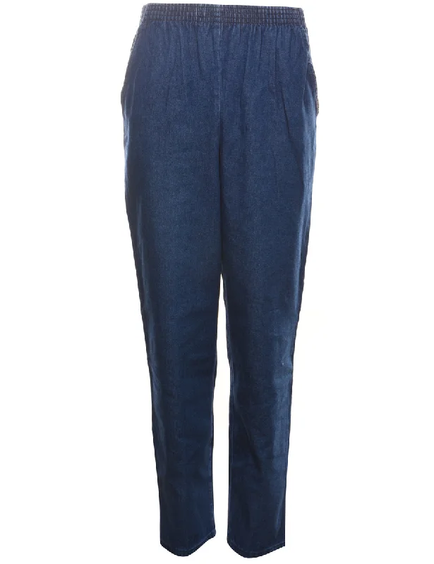 Dark Wash Tapered Denim Trousers - W24 L30 Athletic Women's High - 