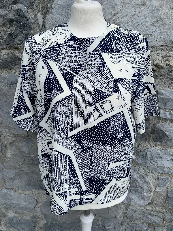 Navy&white abstract top   uk 10-12 Refined Women's Velvet