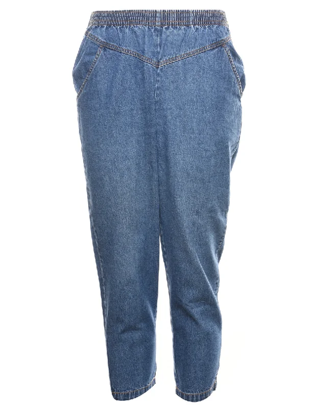 Tapered Medium Wash Denim Trousers - W30 L26 Cozy Women's Winter