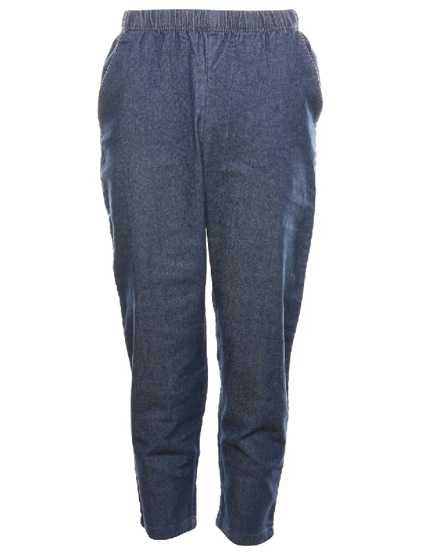 Tapered Dark Wash Denim Trousers - W28 L27 Polished Women's Silk