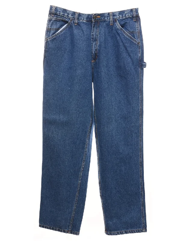 Medium Wash Cargo Style Jeans - W32 L30 Laid - back Women's Vibe