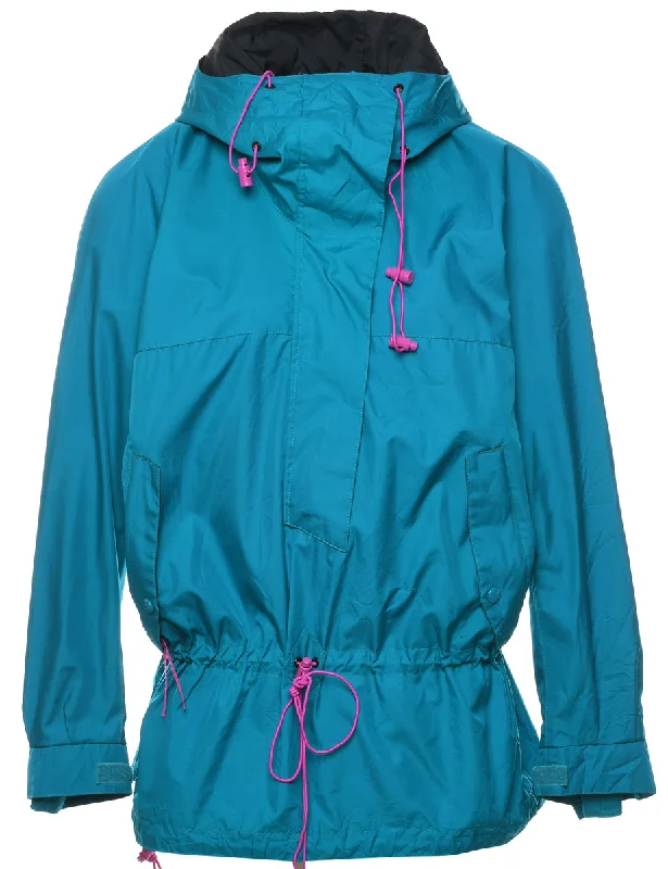 Turquoise & Purple Nylon Hooded Jacket - L Sophisticated Women's 