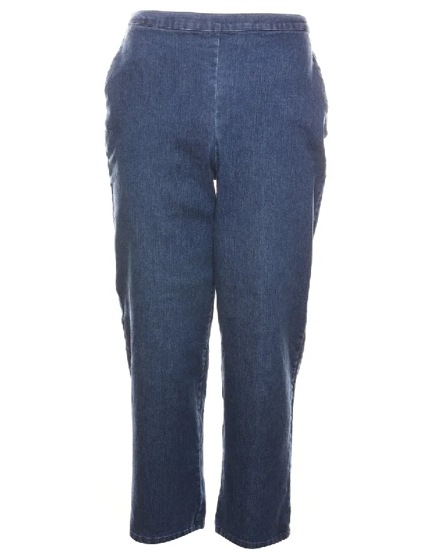 Medium Wash Casual Denim Trousers - W30 L27 Artistic Women's Hand - painted