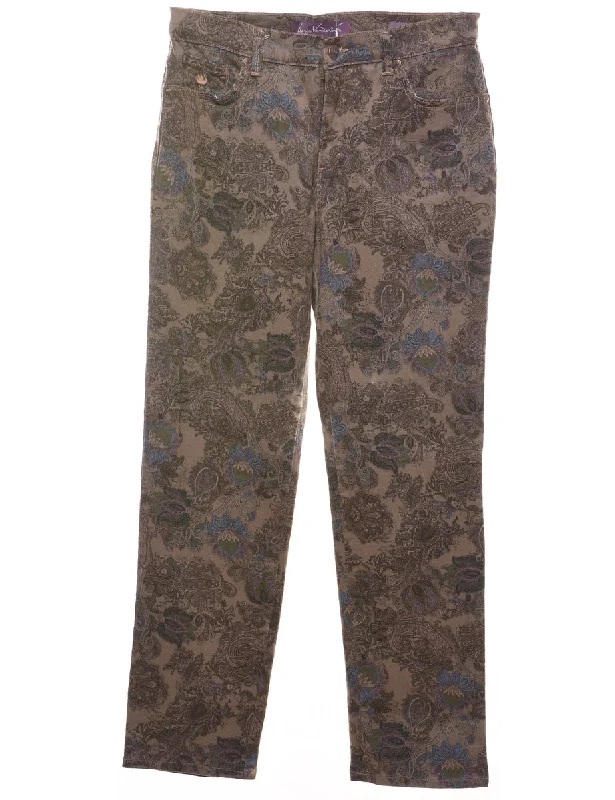 Multi-colour Paisley Design Tapered Jeans - W30 L29 Women