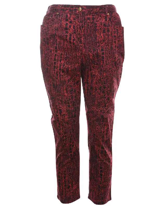 Snakeskin Pattern Red & Black Denim Trousers - W33 L27 Cashmere