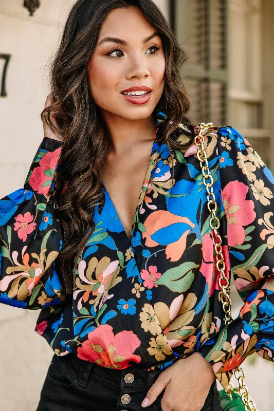 In Your Dreams Black Floral Bodysuit Dynamic Women's High - energy