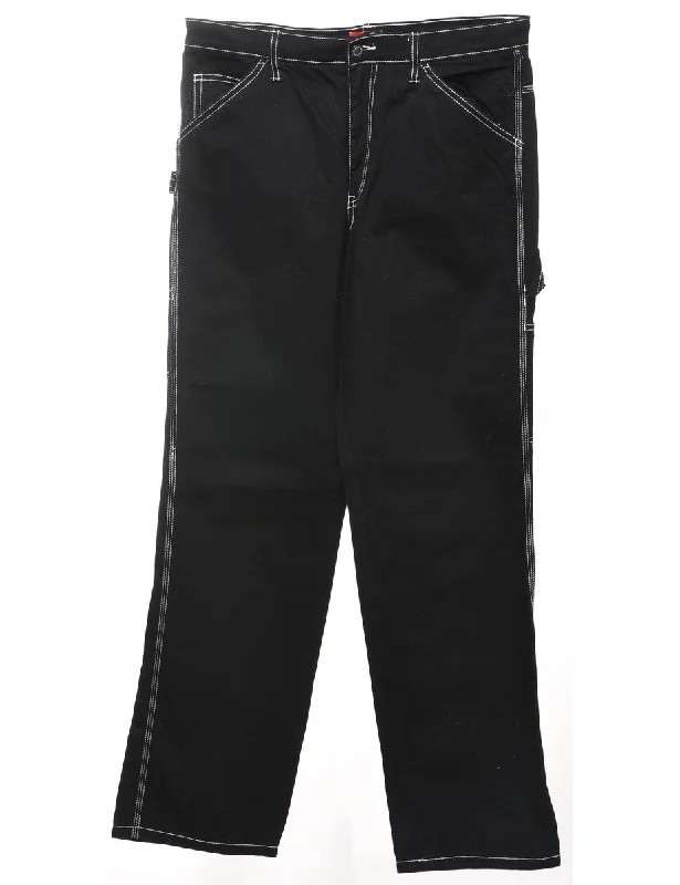 Dickies Black Contrast Stitch Cargo Jeans - W32 L31 Feminine Women's Soft 