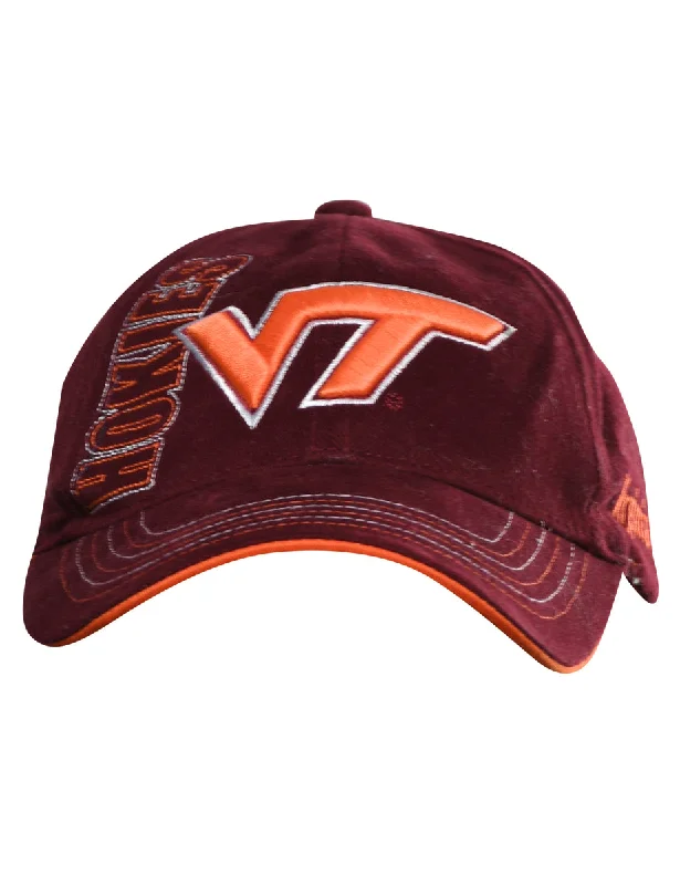 Maroon Embroided Cap - XS Sleek Women's Metallic