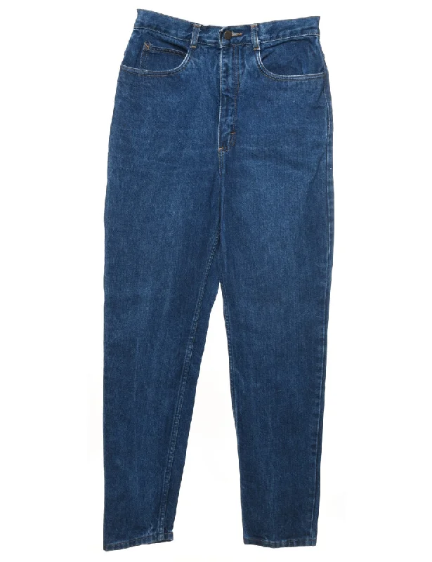 High Waist Dark Wash Tapered Jeans - W26 L29 Stylish Women's Tropical 