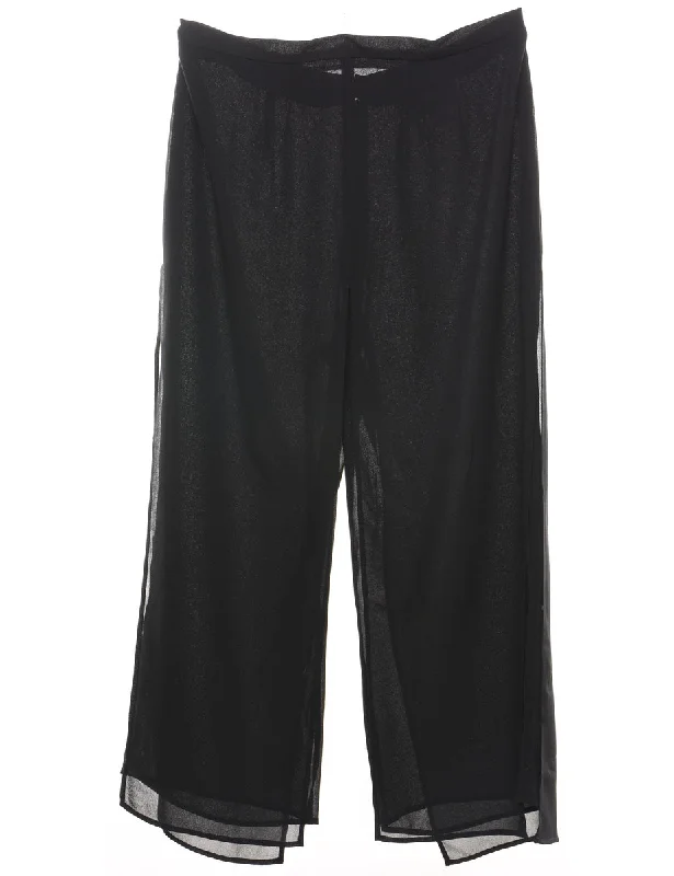 Flared Leg Black Sheer Layer Trousers - W33 L26 Vacation