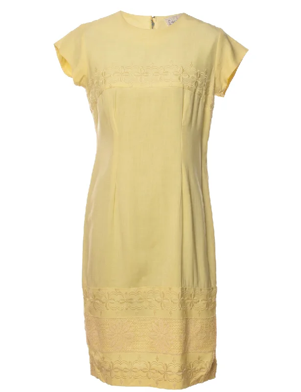 Yellow 1960s Mini Dress - M Confident Women's High - fashion