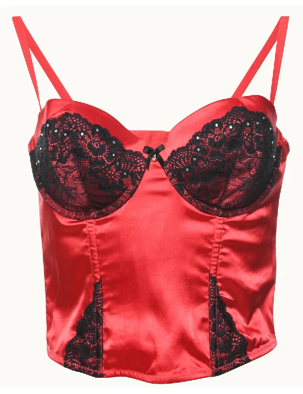 Red & Black Shiny & Sparkly Bustier - S Youthful Women's Anime - inspired