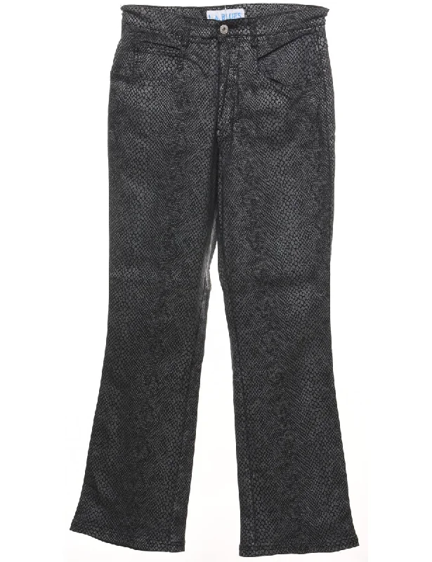 Black Flared Snakeskin Jeans - W28 L30 Tough Women's Military - inspired