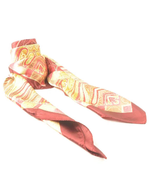 Maroon & Yellow Paisley Print Head Scarf - M Minimalist Women's Casual