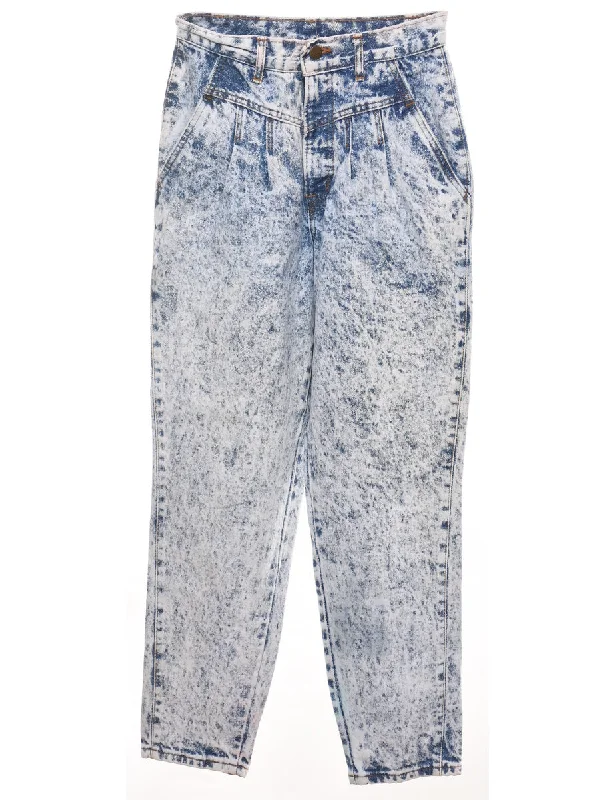 Acid Wash Tapered 1980s Jeans - W24 L30 Earthy Women's Hemp - based