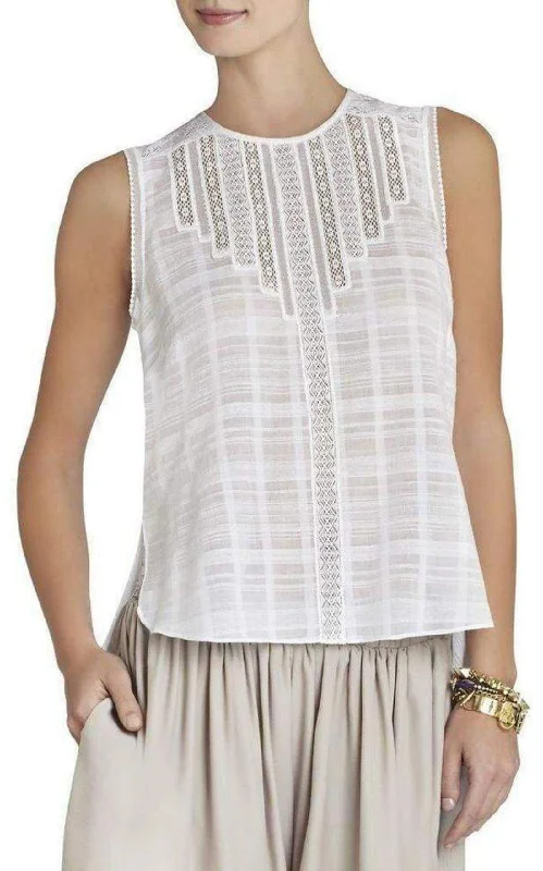 Marci Sleeveless Lace-Trim Top Geometric