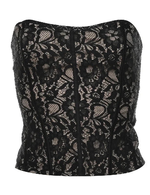 Black & Nude Classic Lace Corset Top - L Dynamic Women's Moto