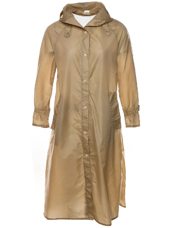 Beige Hooded Nylon Jacket - XS Gym