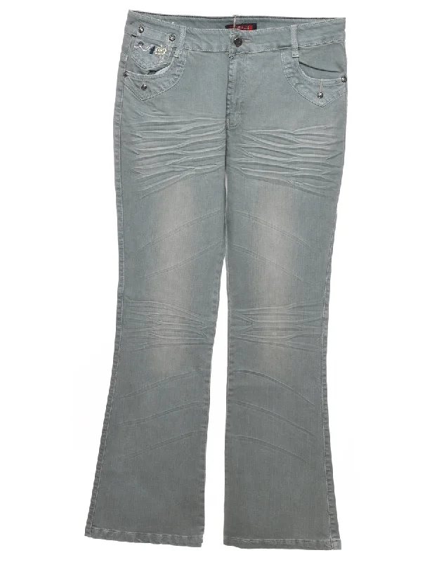 Grey Flared Jeans - W33 L32 Classic Women's Tweed