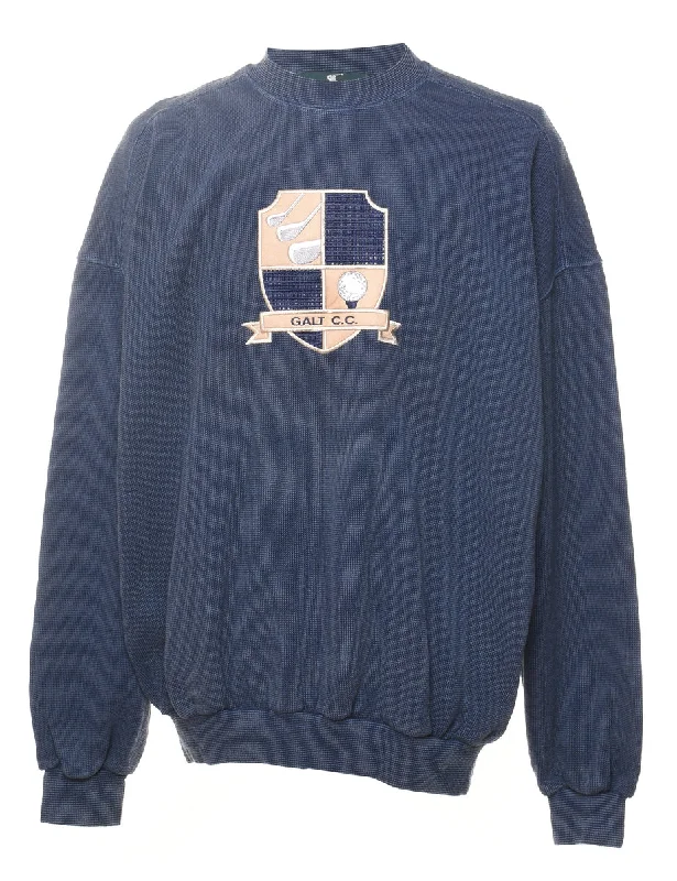 Navy Printed Sweatshirt - XL Modern Women's 