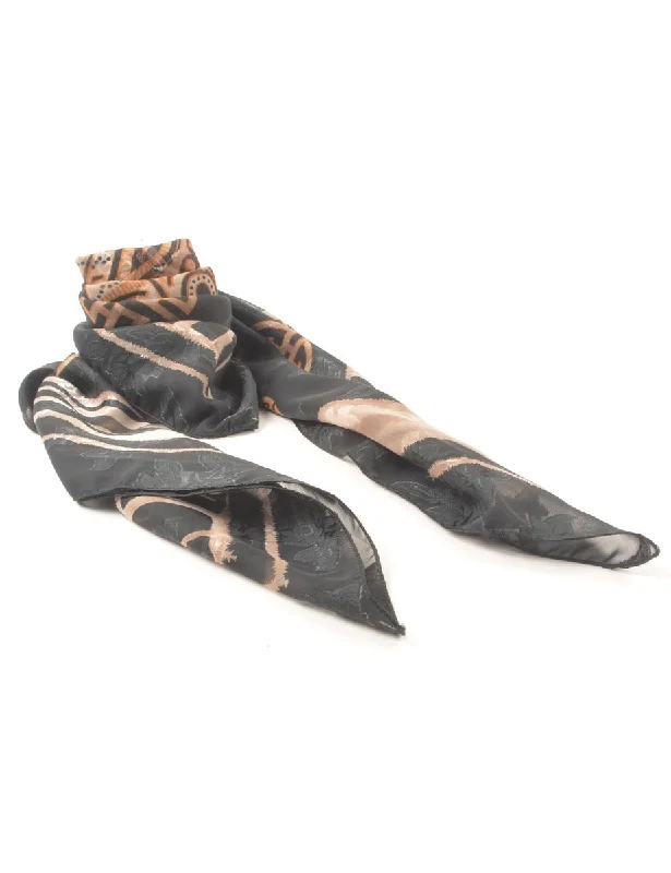 Black & Brown Floral Scarf - L Compression