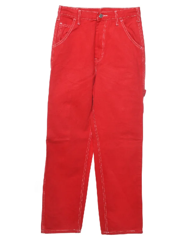 Red Y2K Cargo Jeans - W26 L32 Artistic Women's Avant - 