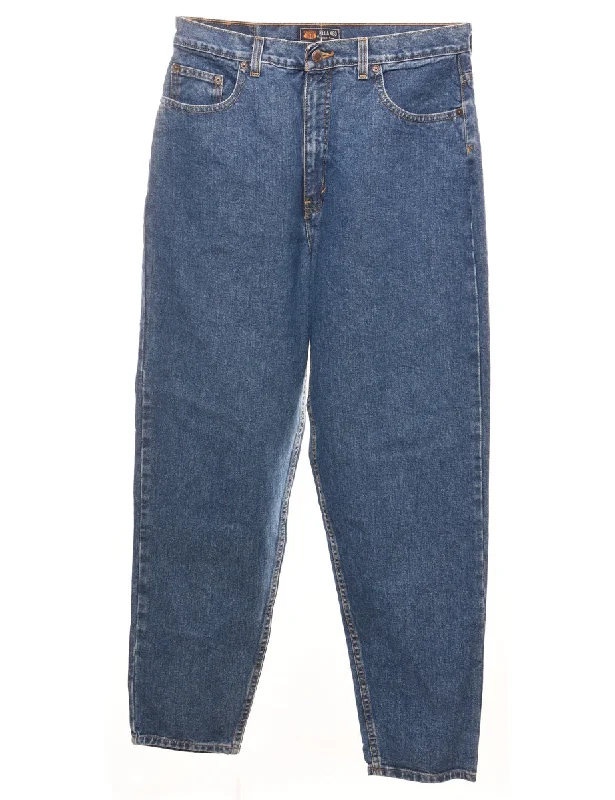 High Waist Medium Wash Tapered Jeans - W32 L30 Artistic Women's Hand - painted