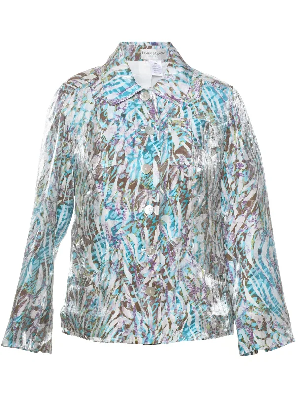 Abstract Design Light Brown & Light Blue Jacket - M Vacation